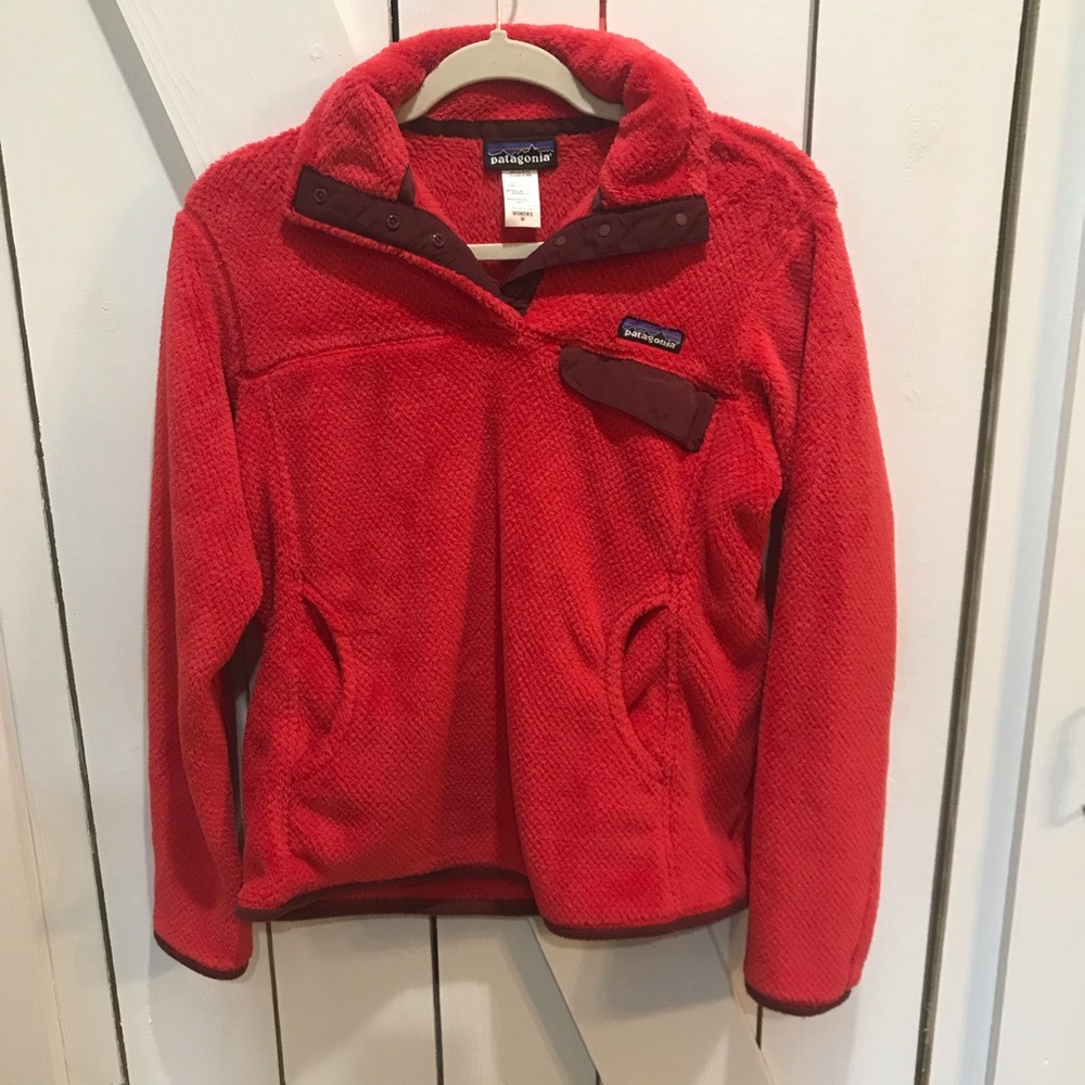 Patagonia synchilla style pullover jacket red med